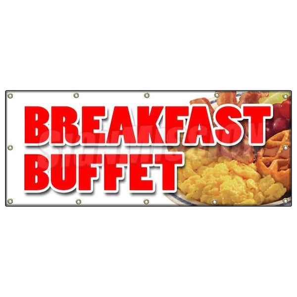 Signmission BREAKFAST BUFFET BANNER SIGN ayce waffle pancake bacon eggs all can eat B-120 Breakfast Buffet - main